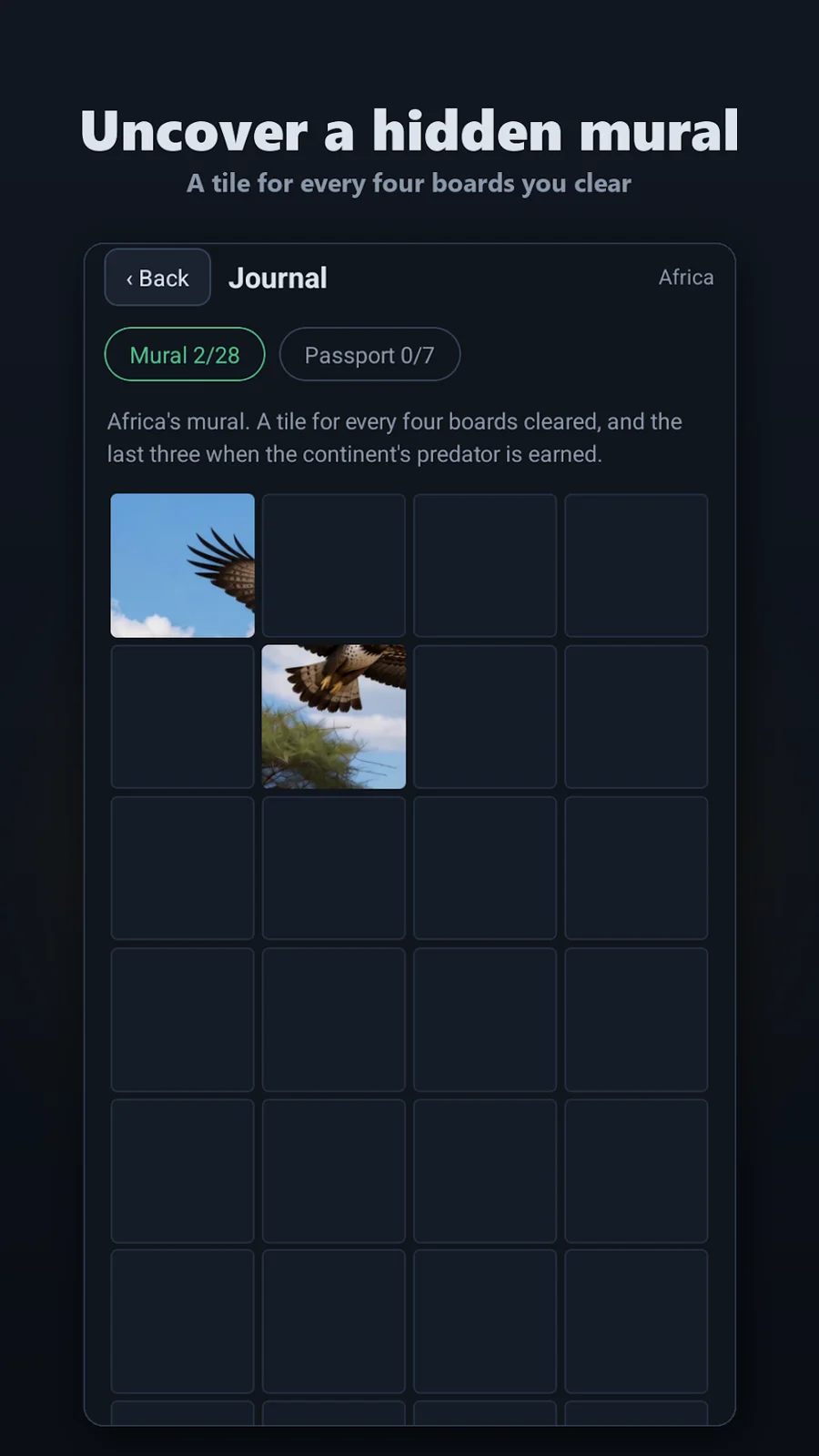 Official Wildlife Rescue journal screenshot showing the mural collection